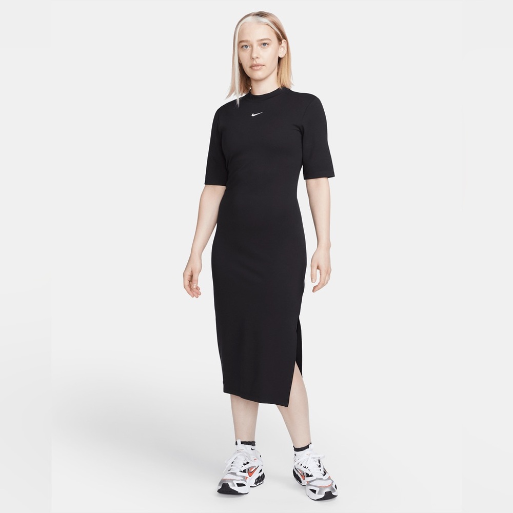 Nike Sportswear Essential Women's Tight Midi Dress side slit black